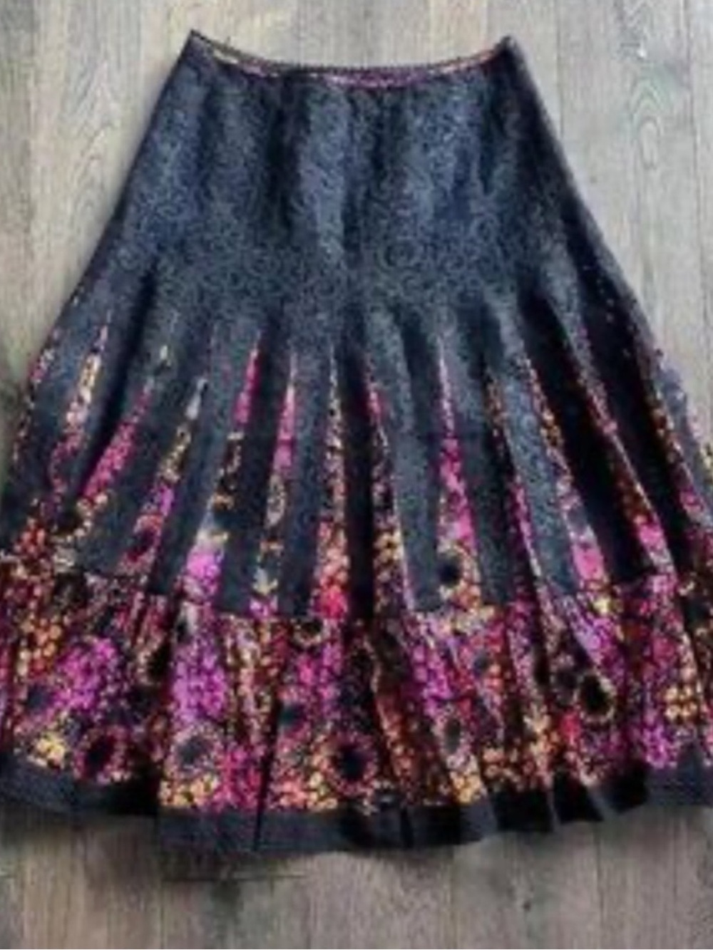 Free People Women's Midi Lace Silk Skirt Whimsical Boho Gypsy Size 8